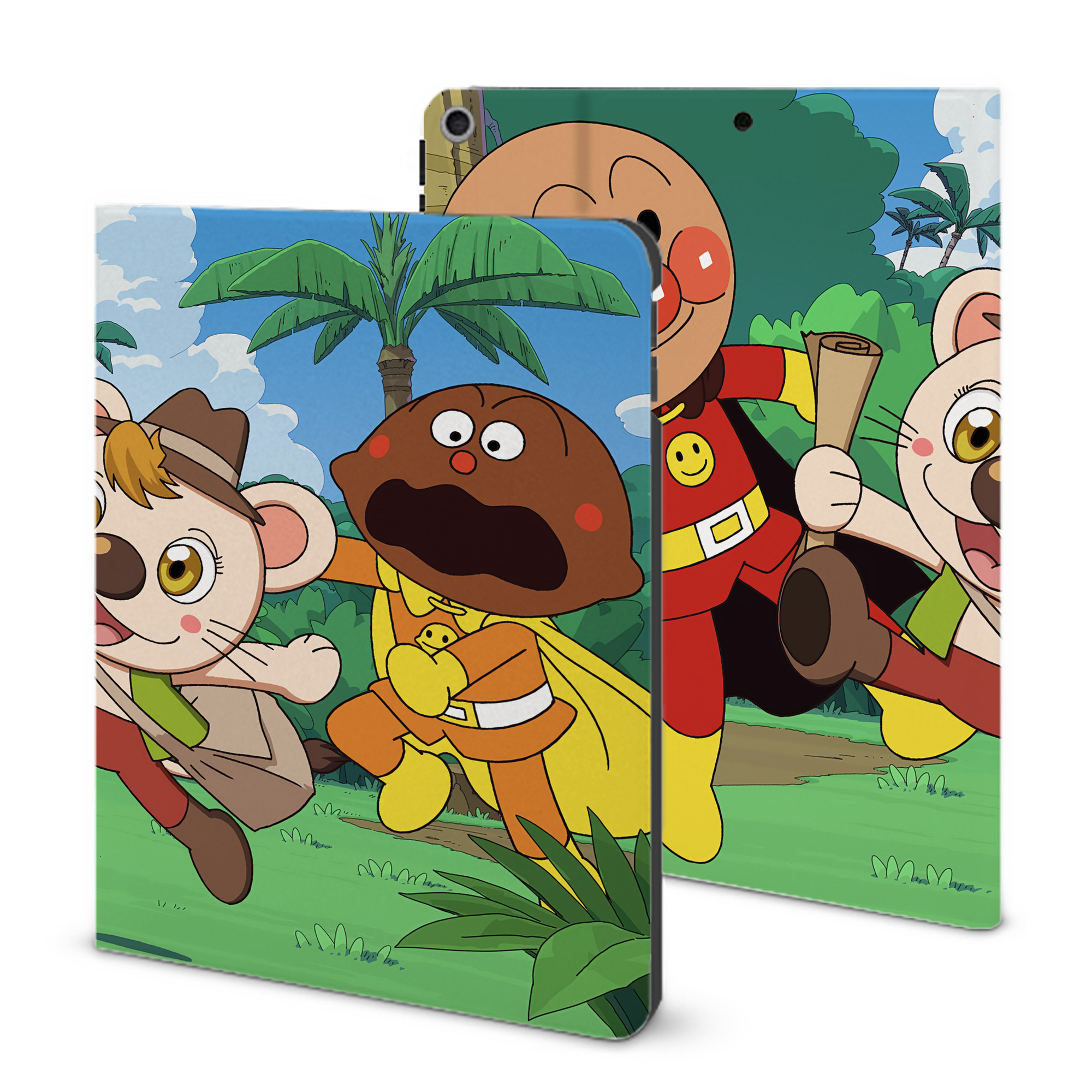 （画像用） アンパンマン Anpanman IPad ケース ブック型 PUレザー TPU 耐衝撃 軽量 薄型 ペン収納なし 全面保護 IPad 各モデル対応